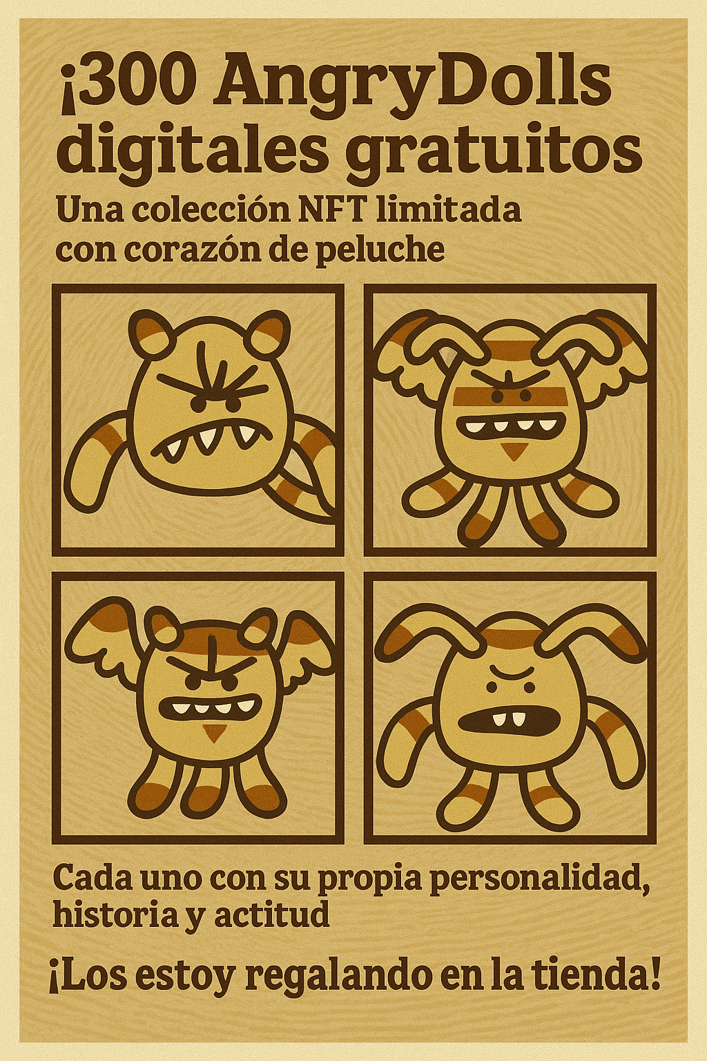 ¡300 AngryDolls digitales gratuitos! Una colección NFT limitada con corazón de peluche